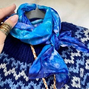 Watercolour SILK boho scarf/neck wrap w southwestern cabin vibe